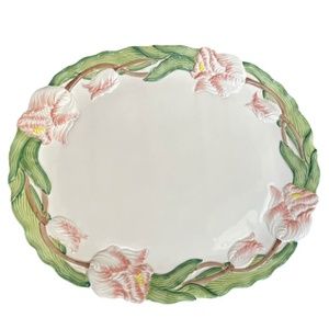FITZ & FLOYD Tulip Garden 15" Oval Platter 1988 Ironstone Earthenware VTG HTF!